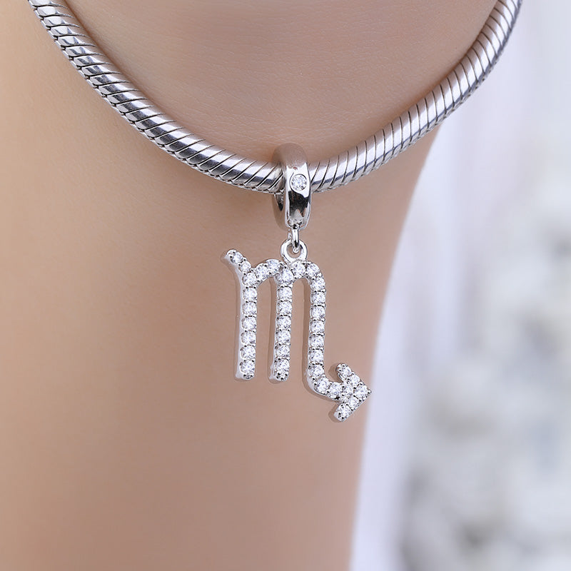 Gnoce "Signs You Are"  925 Sterling Silver Scorpio Charm Zodiac Sign Pendant With Cz For Bracelet_3