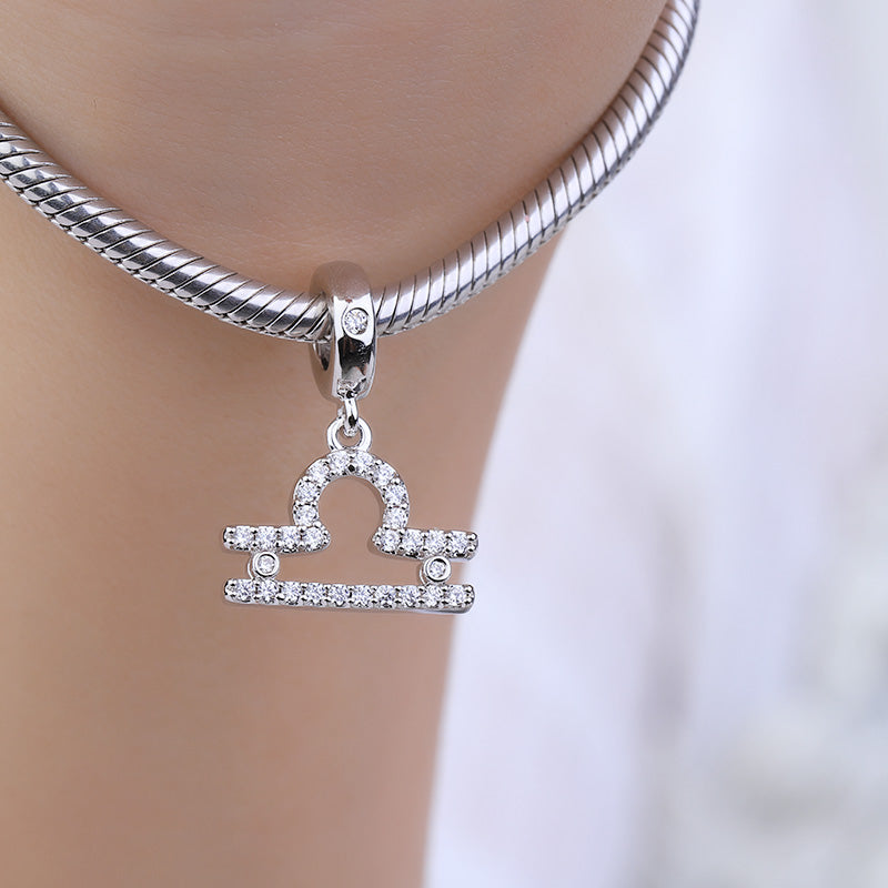 Gnoce "Hidden Talent" 925 Sterling Silver Libra Charm Zodiac Sign Pendant With Cz For Bracelet_3