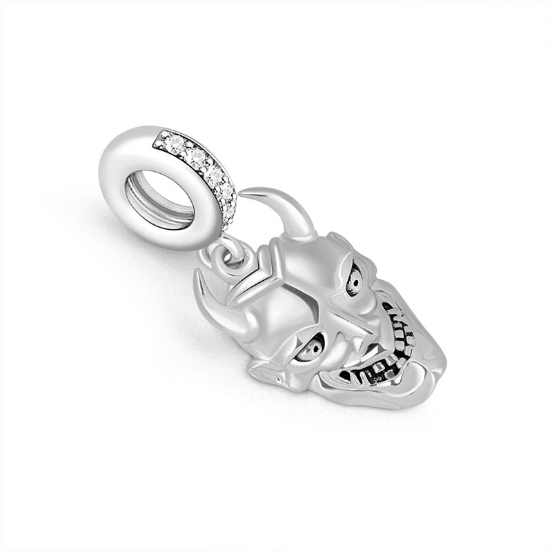 Gnoce "Reveal Your Mask" S925 Sterling Silver Hannya Mask Charm Pendant With CZ Stones_2