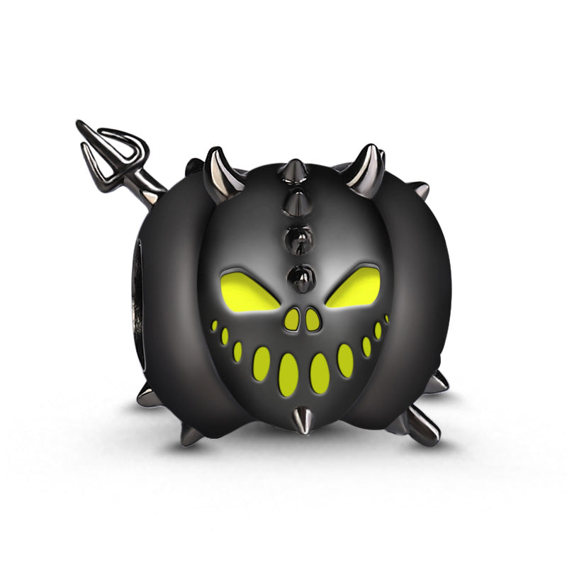 Gnoce "Devil, Go Away" Jack-o'-lantern Halloween Pumpkin Beads Charms in 925 Sterling Silver_1