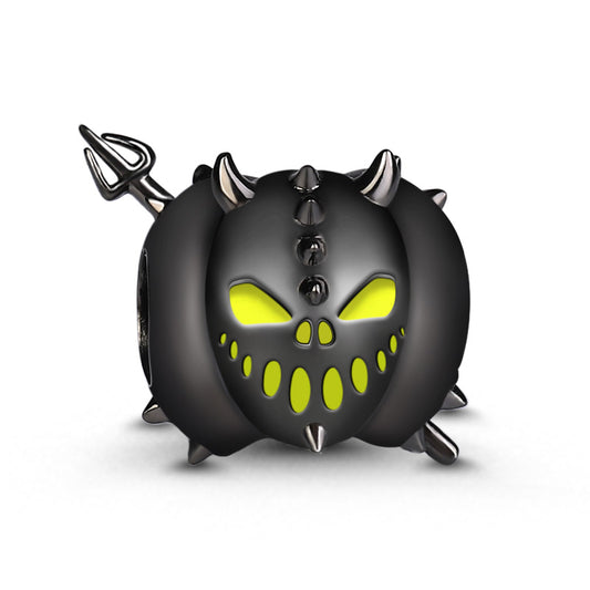 Gnoce "Devil, Go Away" Jack-o'-lantern Halloween Pumpkin Beads Charms in 925 Sterling Silver_1