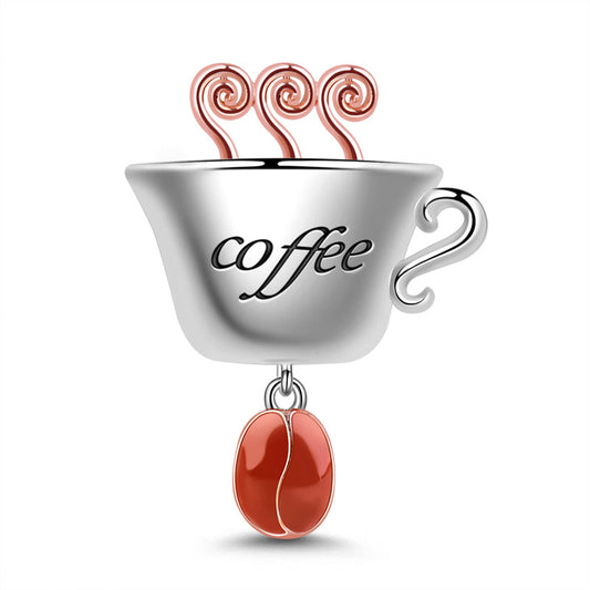 Gnoce "Refresh Yourself" Coffee Cup Charm 925 Sterling Silver Best For Necklace or Bracelet_1