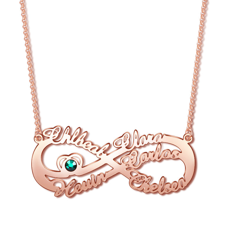Gnoce "Infinity Love" 18K Rose Gold Plated Personalized Infinity Necklace with Birthstone_1