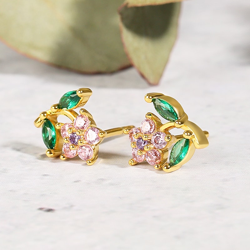 Wildflower Stud Earrings 18k Gold Plated 925 Sterling Silver_2