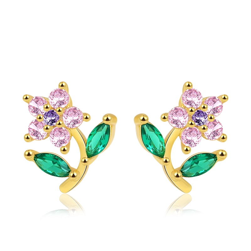 Wildflower Stud Earrings 18k Gold Plated 925 Sterling Silver_1