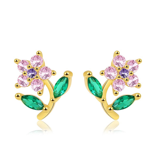 Wildflower Stud Earrings 18k Gold Plated 925 Sterling Silver_1