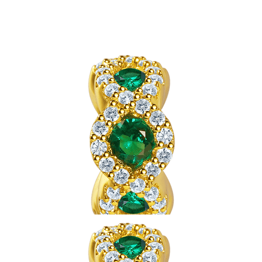 Oval Cut Emerald Stopper for Charm Bracelet Sterling Silver 18K Gold Plated_1