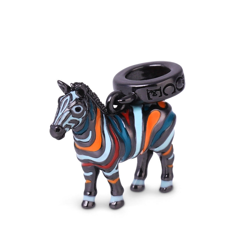 Gnoce "Colorful Zebra" Zebra Charm Bead with Black Plated Sterling Silver_2