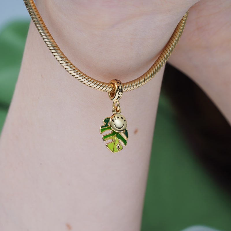 Monstera Deliciosa Liebm Pendant Dangle Charm Sterling Silver 18K Gold Plated_3