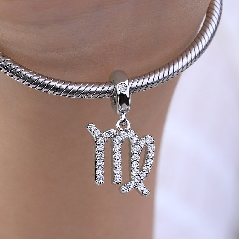 Gnoce "Remember Me in Your Heart" 925 Sterling Silver Virgo Charm Zodiac Sign Pendant With Cz For Bracelet_3