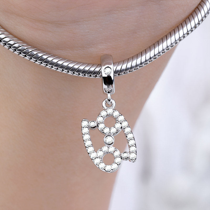 Gnoce "Enjoy the Shines" S925 Sterling Silver Cancer Charm Zodiac Sign Pendant With Cz For Bracelet_3