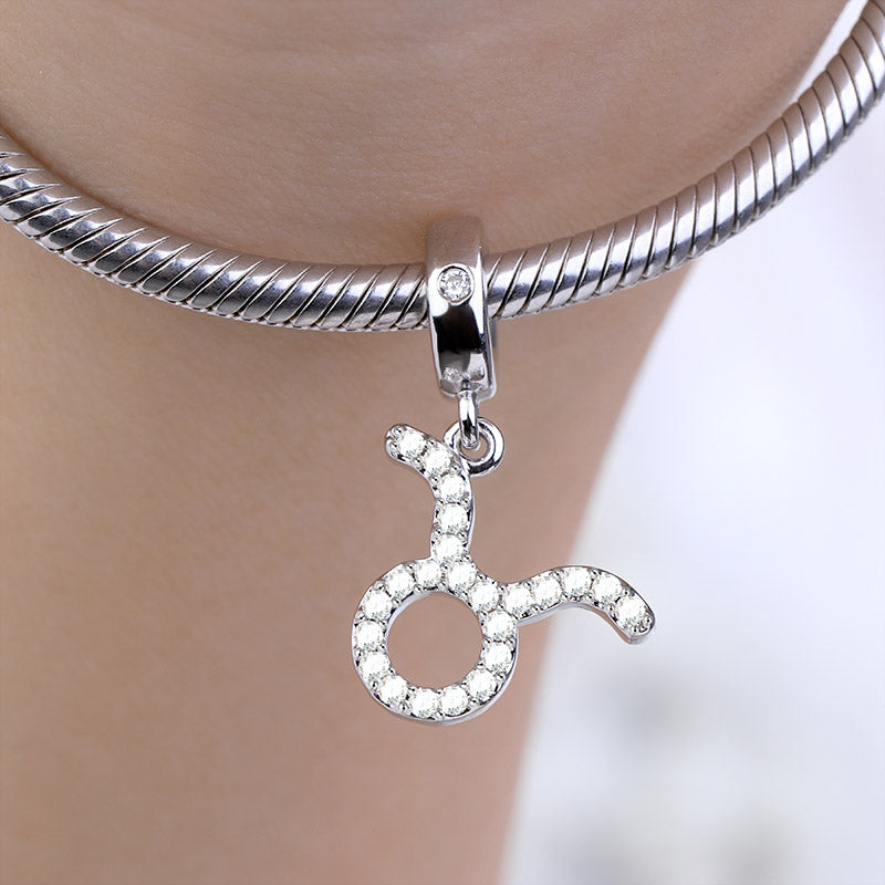 Gnoce "My Sparkling Star " 925 Sterling Silver Taurus Charm Zodiac Sign Pendant With Cz For Bracelet_3