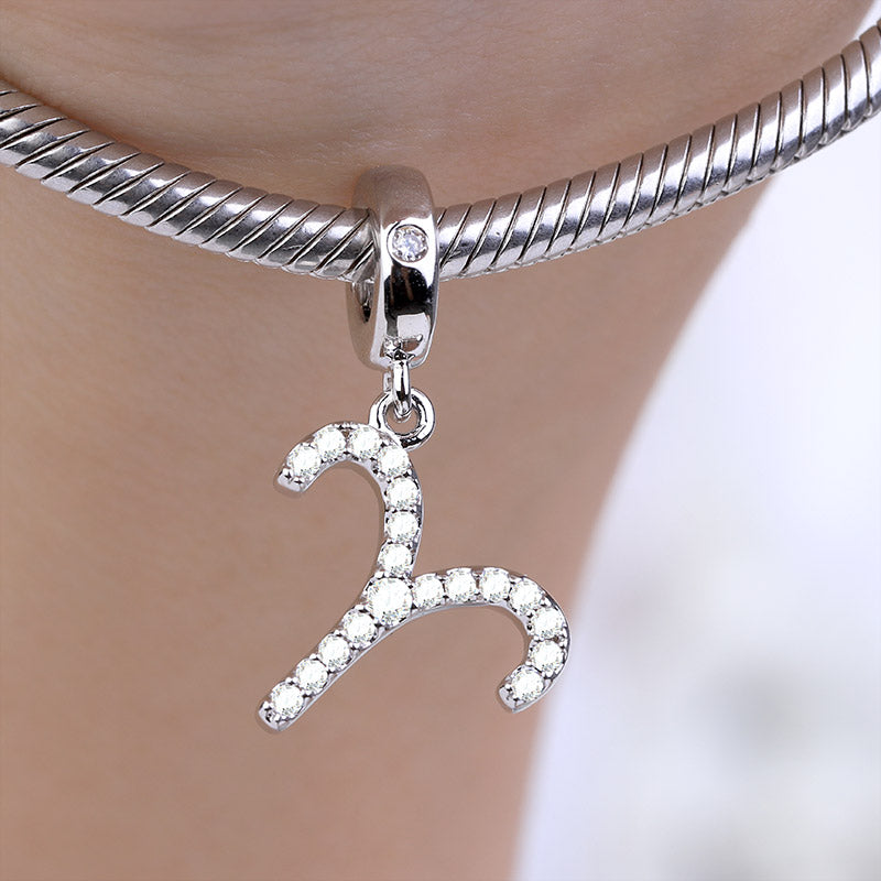 Gnoce " Real Love" 925 Sterling Silver Aries Charm Zodiac Sign Pendant With Cz For Bracelet_3