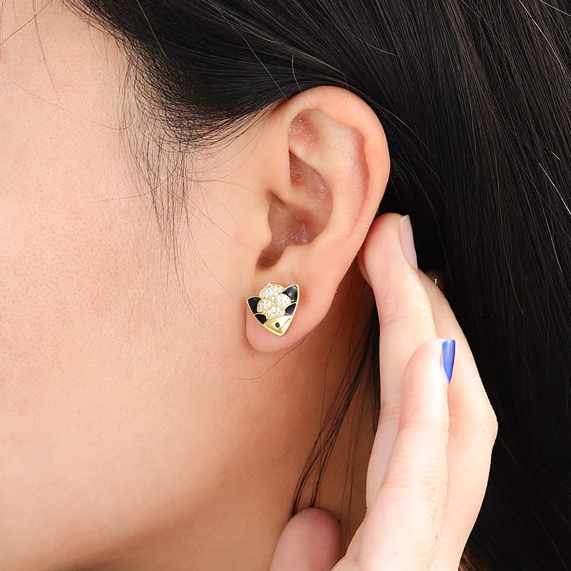 Fish Stud Earrings with 18K Gold Plated Sterling Silver_3