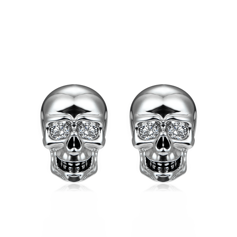 Silver Skull Studs with Sterling Silver_1