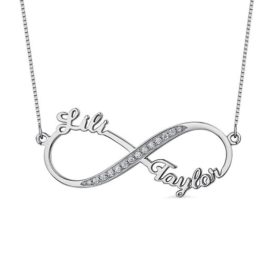 Gnoce "The Bodacious Gift" Custom Infinity 2 Names CZ Necklace Sterling Silver_1